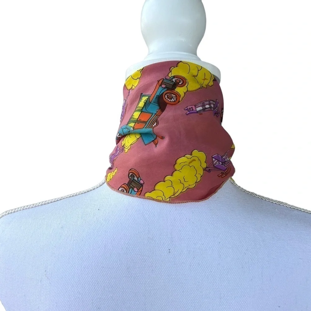 Vintage 70s Airplane Head Wrap Neck Scarf Head Scarf London Gentlemen Clouds USA